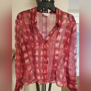 XOXO Sheer Red Checkered Blouse